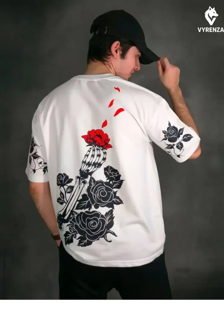 Vyrenza Red Rose Oversized Tee back.webp